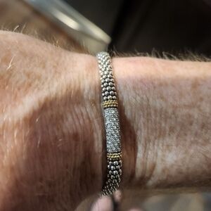 Designer LAGOS Sterling Silver Signature Caviar Rope Bracelet w/ Diamonds